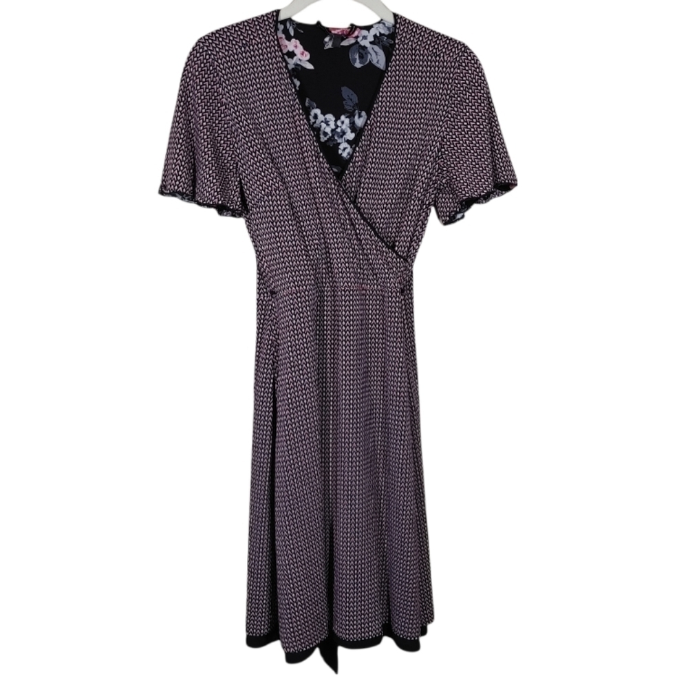 White House Black Market Reversible Floral Print Faux Wrap Dress Size 0 - Picture 11 of 13